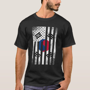 Halb südkoreanische Flagge Vintage Amerikaner in m T-Shirt