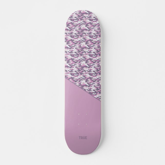 Halb-Tarnung doppelt Grau und Rosa vertikal Skateboard (Vorne)