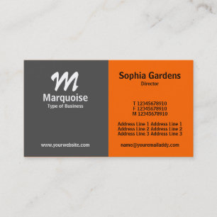 Halb und halb - grau und orange visitenkarte