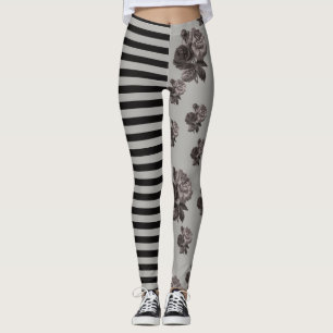Halb und halb Streifen und schwarze Rose mit Leggings