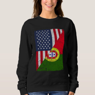 Halb USA-Flagge Halb Portugal-Flagge Amerikanische Sweatshirt