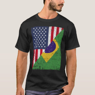 Halb USA Flagge Halbbrasilianischer Flaggenstaat A T-Shirt