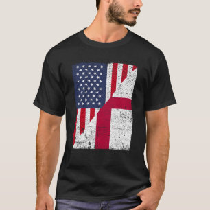 Halb USA Flagge Halbenglische Flagge Amerikanische T-Shirt