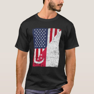 Halb USA Flagge Halbwertsflagge Singapur Flag Amer T-Shirt