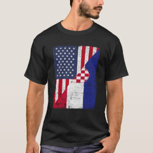 Halb USA Flagge Half Kroatien Flagge Amerikanisch T-Shirt