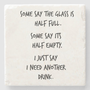 Halb volles halb leeres des SteinUntersetzerzitats Steinuntersetzer