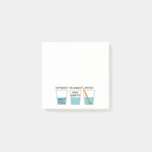 Halb volles lustiges Glasmeme Post-it Klebezettel