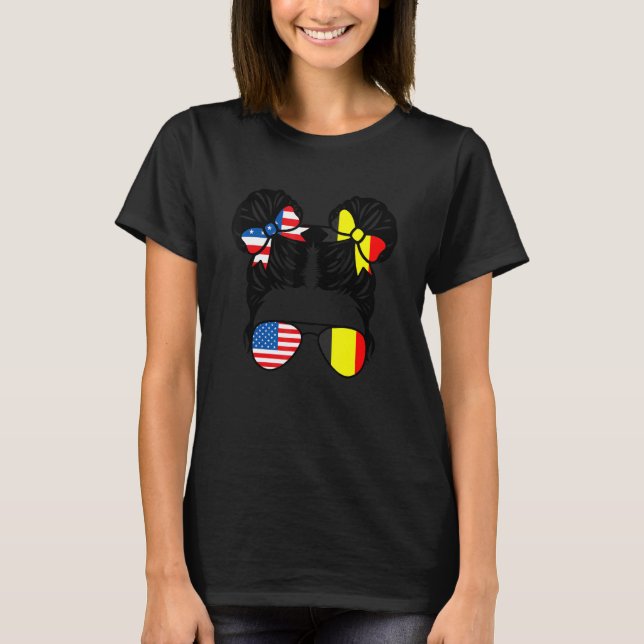 Halbamerikaner Halbbelgischer Girl USA Belgien Fla T-Shirt (Vorderseite)