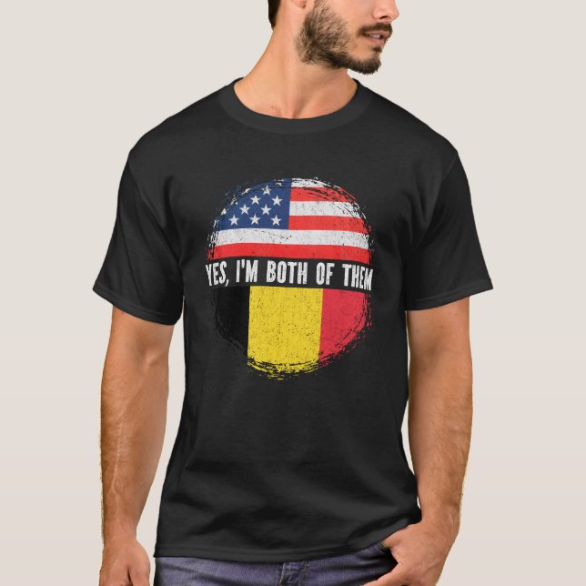 Halbamerikaner Halbfinale Belgische Flagge USA Bel T-Shirt (Vorderseite)