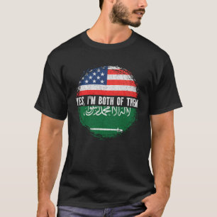 Halbamerikaner Halbfinder Saudi-Arabian USA Flagge T-Shirt