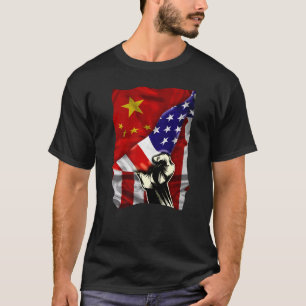 Halbamerikanische Flagge Chinesisch ROOTS USA Flag T-Shirt