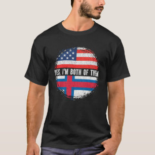Halbamerikanische Halb-Färöische Flagge Färöer Ins T-Shirt
