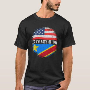 Halbamerikanische Halbkongolesische Flagge USA Kon T-Shirt