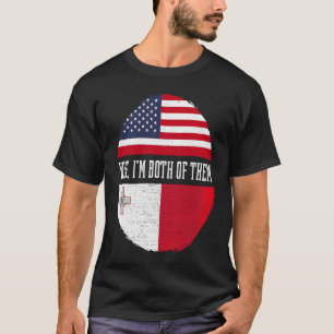 Halbamerikanische Halbmaltesische Flagge USA Malta T-Shirt