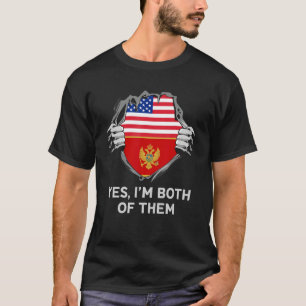 Halbamerikanische Halbmontenegrinische Flagge Mont T-Shirt