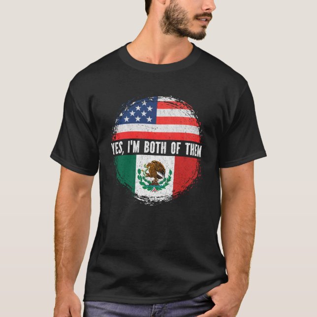 Halbamerikanische Halbwertsflagge Mexikanische USA T-Shirt (Vorderseite)
