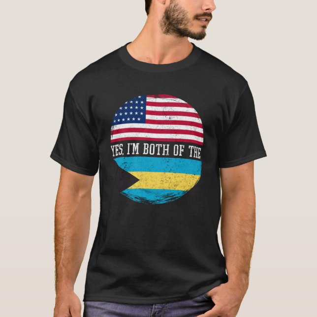 Halbamerikanische Half-Bahamian-USA-Flagge Bahamas T-Shirt (Vorderseite)