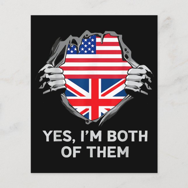 Halbamerikanische Half Britische USA Flaggen Mens  (Vorderseite)