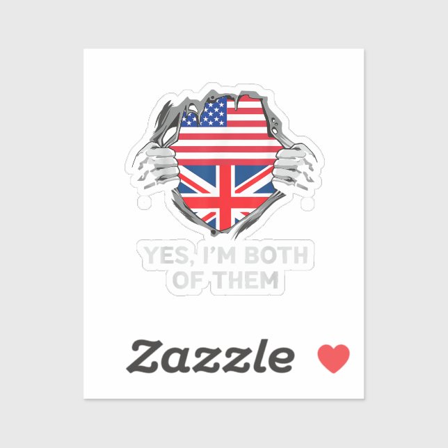 Halbamerikanische Half Britische USA Flaggen Mens  Aufkleber (Blatt)