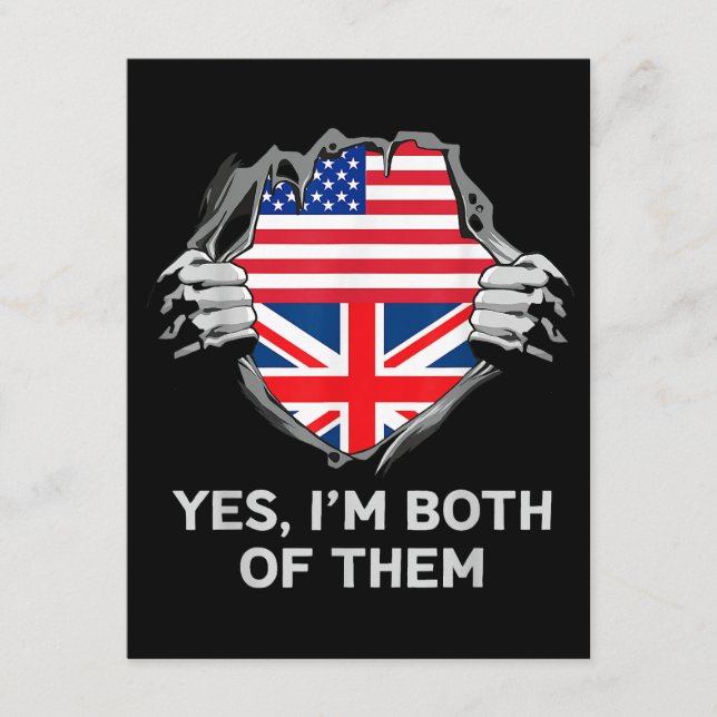 Halbamerikanische Half Britische USA Flaggen Mens  Begleitkarte (Vorderseite)