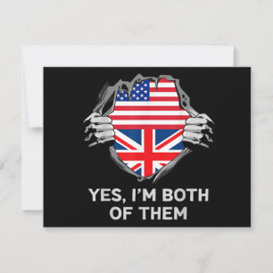 Halbamerikanische Half Britische USA Flaggen Mens Feiertagskarte
