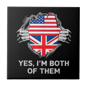 Halbamerikanische Half Britische USA Flaggen Mens Fliese