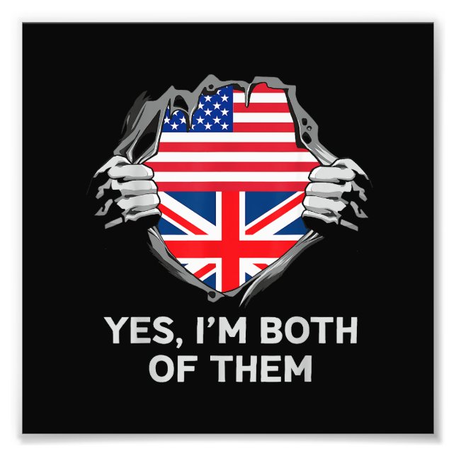 Halbamerikanische Half Britische USA Flaggen Mens  Fotodruck (Vorne)