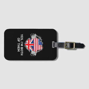Halbamerikanische Half Britische USA Flaggen Mens Gepäckanhänger