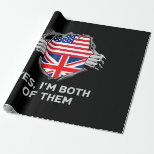 Halbamerikanische Half Britische USA Flaggen Mens  Geschenkpapier