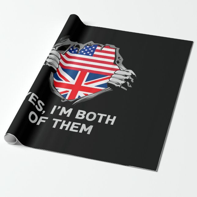 Halbamerikanische Half Britische USA Flaggen Mens  Geschenkpapier (Ungerollt)