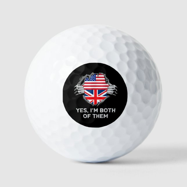 Halbamerikanische Half Britische USA Flaggen Mens  Golfball (Vorderseite)