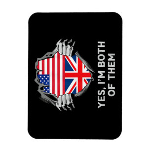 Halbamerikanische Half Britische USA Flaggen Mens  Magnet