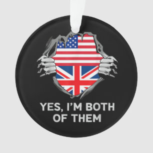Halbamerikanische Half Britische USA Flaggen Mens  Ornament