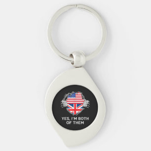 Halbamerikanische Half Britische USA Flaggen Mens Schlüsselanhänger
