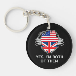 Halbamerikanische Half Britische USA Flaggen Mens Schlüsselanhänger