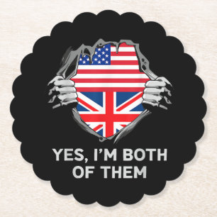 Halbamerikanische Half Britische USA Flaggen Mens Untersetzer