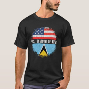 Halbamerikanische Half-Saint-Lucian USA-Flagge T-Shirt