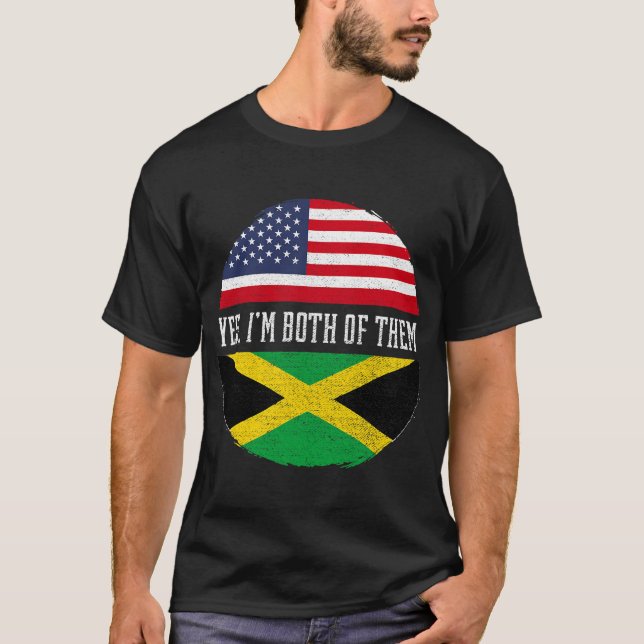Halbamerikanischer Halb-Jamaikaner USA Flagge Jama T-Shirt (Vorderseite)