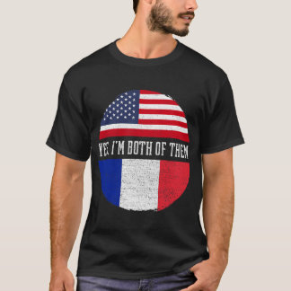 Halbamerikanischer Halbfinale Französisch-USA-Flag T-Shirt