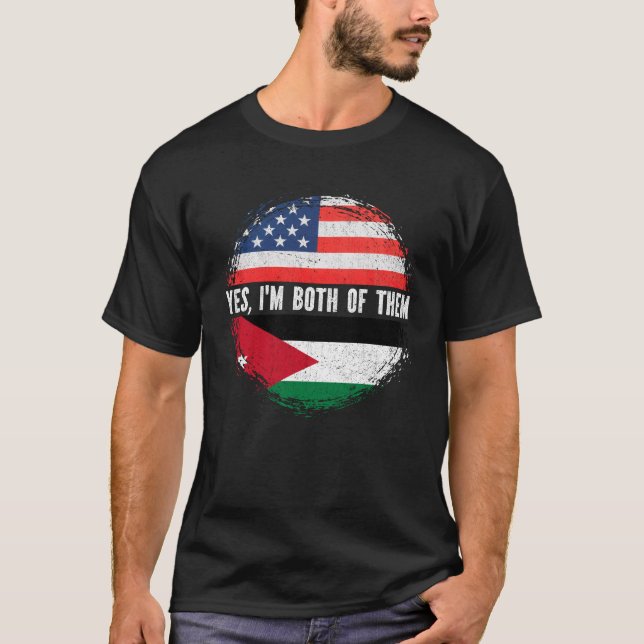 Halbamerikanischer Halbjordanischer Flaggenstaat J T-Shirt (Vorderseite)