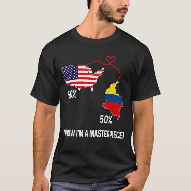 Halbamerikanischer Halbkolumbianischer Flaggenstaa T-Shirt (Vorderseite)