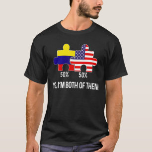 Halbamerikanischer Halbkolumbianischer Flaggenstaa T-Shirt