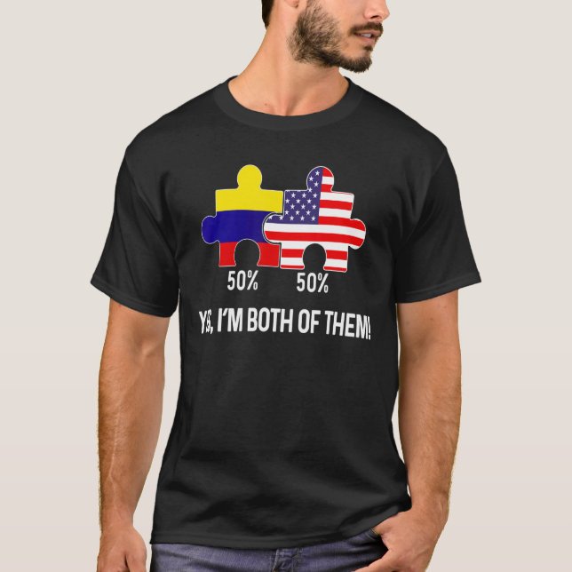 Halbamerikanischer Halbkolumbianischer Flaggenstaa T-Shirt (Vorderseite)