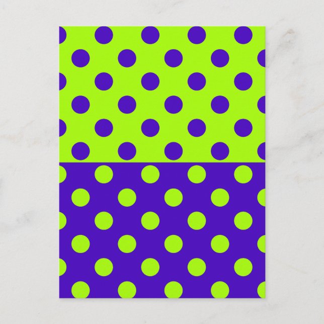 Halbblauer Green Polka Dots Design Postkarte (Vorderseite)