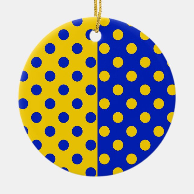 Halbblauer Polka Dots Design Keramik Ornament (Vorne)