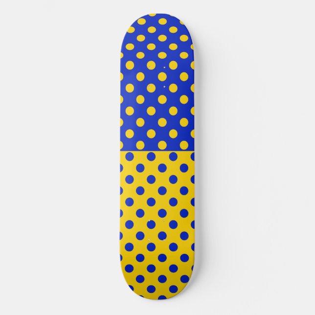 Halbblauer Polka Dots Design Skateboard (Vorderseite)