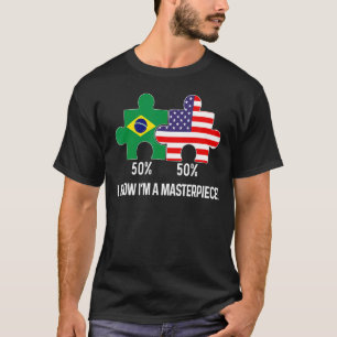 Halbbrasilianischer Halbamerikanischer Flaggenverb T-Shirt
