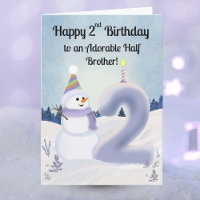 Halbbruder Happy 2. Geburtstag Schneemann Bauen
