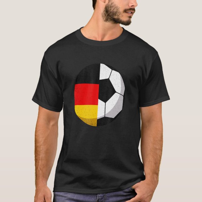 Halbdeutsche Flagge Halbfußball Fußball-Fußball-Fu T-Shirt (Vorderseite)
