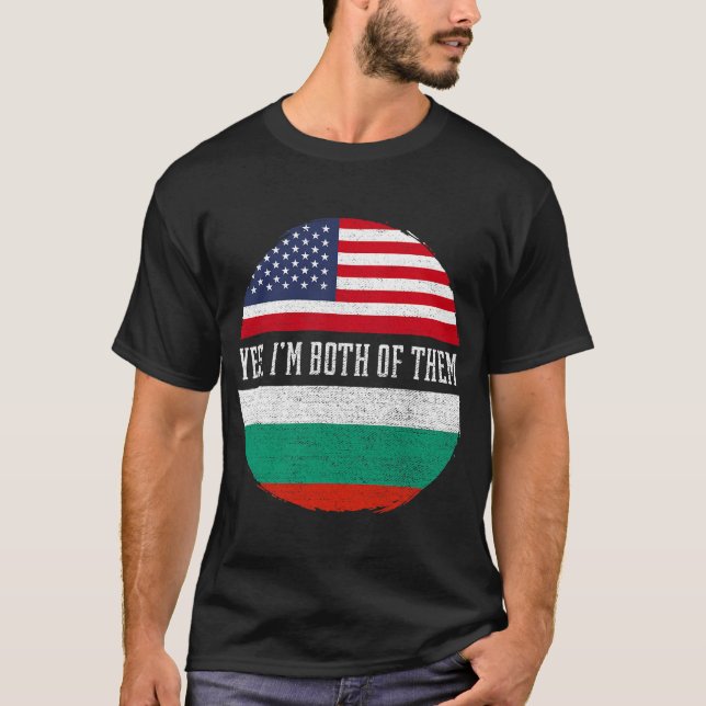 Halbe Amerikaner Halbe Bulgarische Flagge USA Flag T-Shirt (Vorderseite)